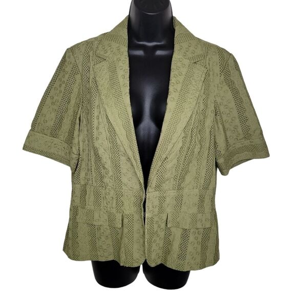Coldwater Creek floral embroidered eyelet blazer jacket size 16 - Picture 1 of 8